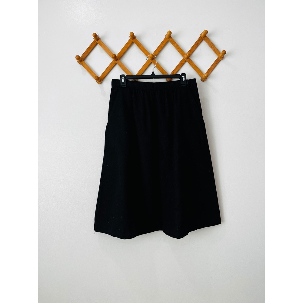 Vintage TAKE 1 Black Wool‎ Blend A Line Midi Skirt Size 16